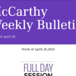 McCarthy weekly Bulletin April 26, 2021