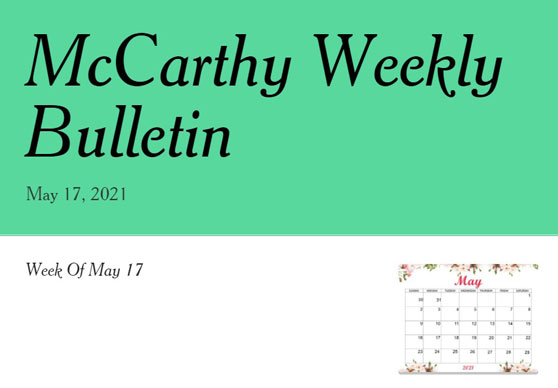 McCarthy Middle School Weekly Bulletin