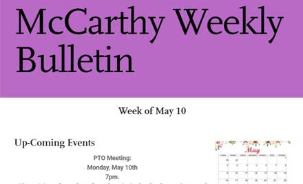 McCarthy Middle School Weekly Bulletin-May 7, 2021