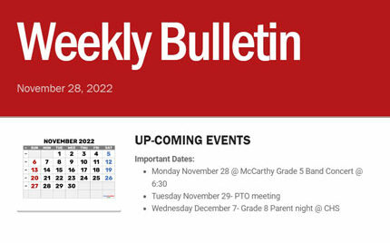 McCarthy Middle School Weekly BulletinMcCarthy Middle School Weekly Bulletin