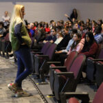 Digital Health and Safety Expert Katie Greer speaks to students at McCarthy Middle School in Chelmsford on Thursday, Jan. 23.