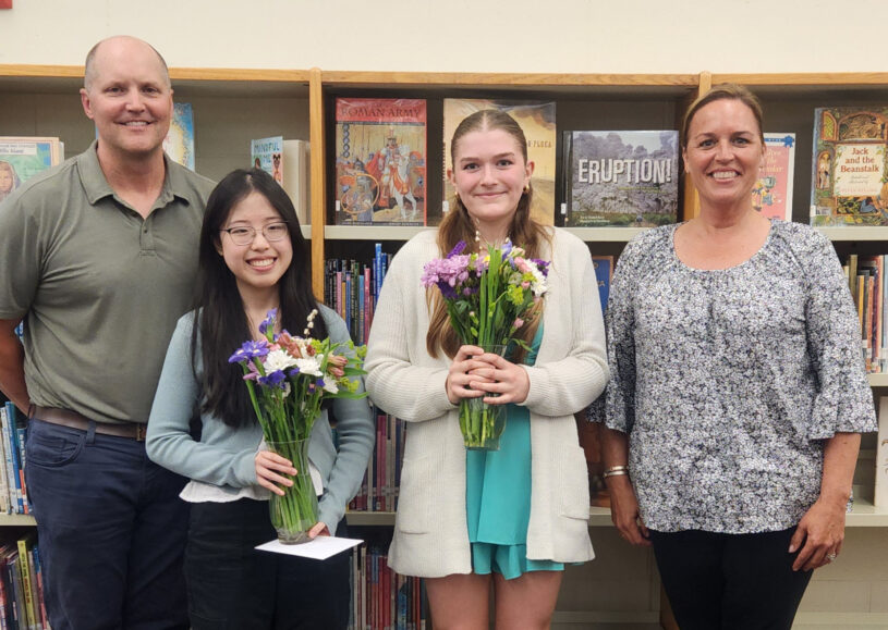 McCarthy, Parker Middle School PTOs award 2025 scholarships Seniors Jennifer Yu and Chloe Bentley were the recipients of the 2025 Parker and McCarthy Middle School scholarships. Pictured, left to right are Parker Middle School principal Josh Blagg, Yu, Bentley and McCarthy Middle School Assistant Principal Kerry Calobrisi.
