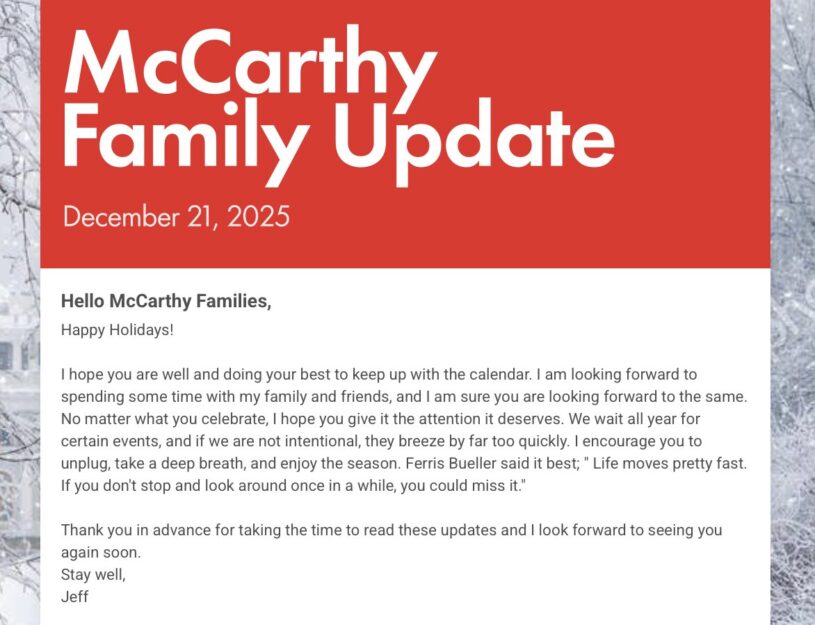 McCarthy Family Update - December 21, 2025