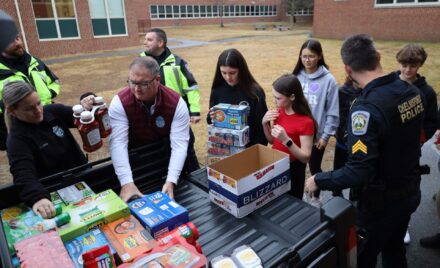 Chelmsford Police Department personnel donated over 550 items to McCarthy Middle School's Project 300 drive on Thursday, January 15, 2026