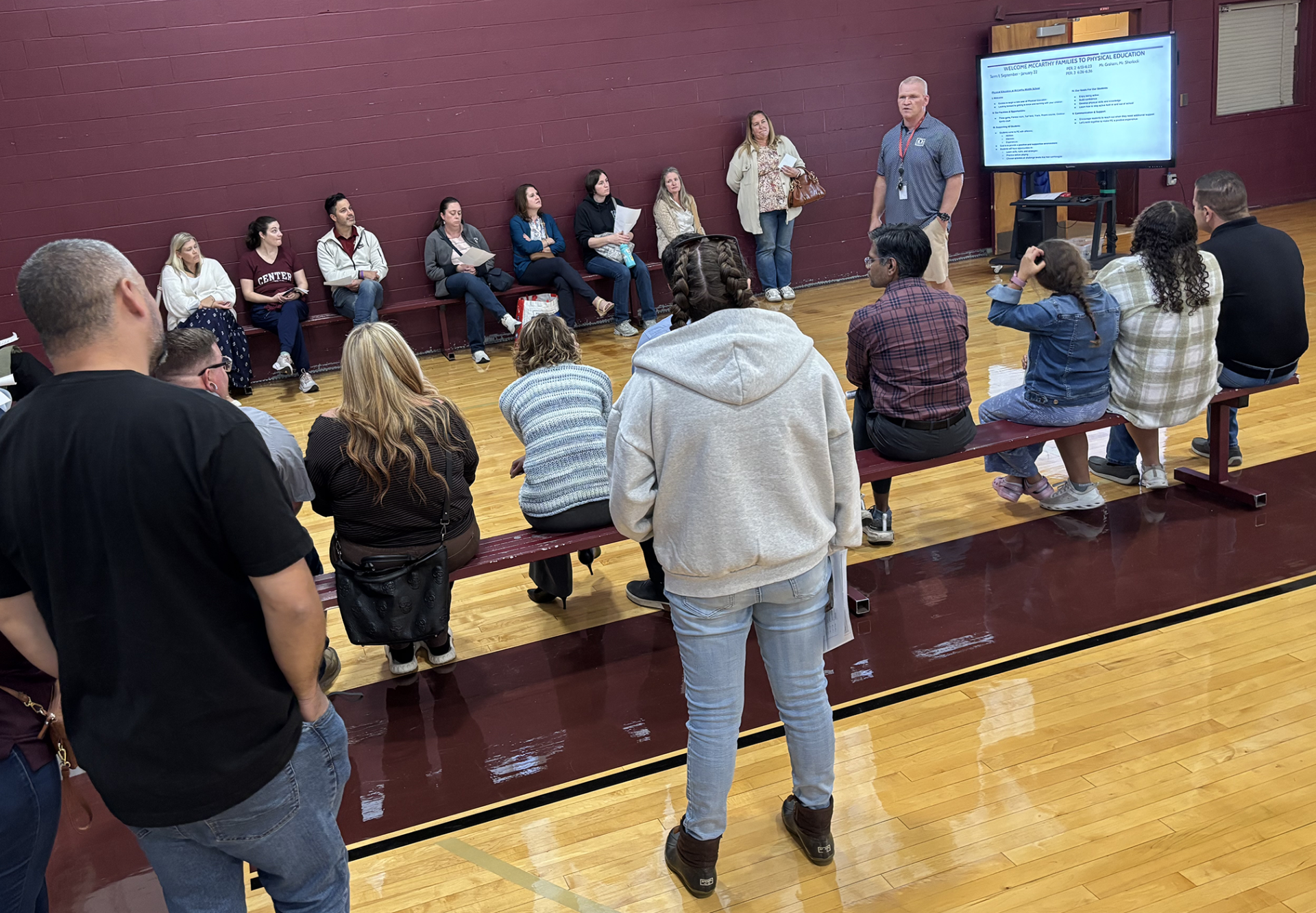 Parents and guardians of McCarthy Middle School 7th grade students attend a parent-curriculum night open house on Thursday, Sept. 24, 2026.